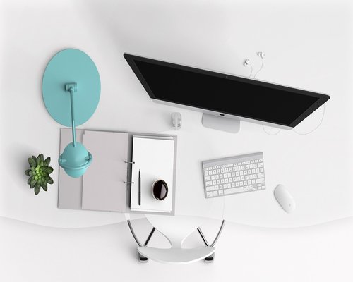Details of a neat office desk in Bogotá